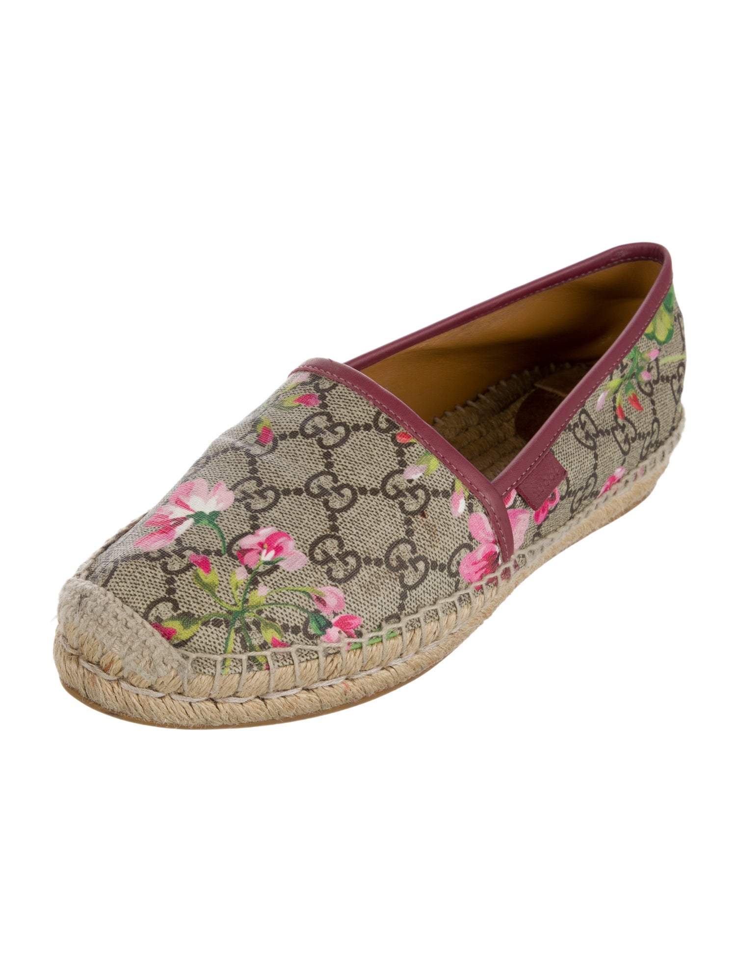 Gucci GG Supreme Leather Trim Embellishment Espadrille Sneakers